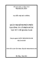 Quản trị kênh phân phối tại Công ty Cổ phần Dược vật tư Y tế Quảng Nam