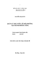 Quản lý nhà nước về môi trường tại thành phố Đà Nẵng