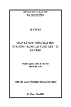 Quản lý hoạt động dạy học ở Trường Trung cấp Nghề Việt - Úc Đà Nẵng