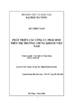 Phát triển các công cụ phái sinh trên thị trường chứng khoán Việt Nam