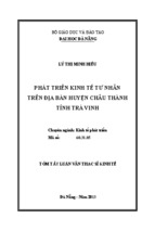 Phát triển kinh tế tư nhân trên địa bàn huyện Châu Thành tỉnh Trà Vinh (Tóm tắt) Lý thị minh hiếu