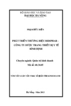 Phát triển thương hiệu Bidiphar - Công ty Dược Trang thiết bị Y tế Bình Định