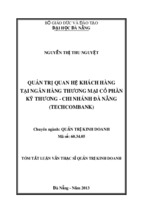 Quản trị quan hệ khách hàng tại Ngân hàng Thương mại Cổ phần Kỹ thương - Chi nhánh Đà Nẵng (Techcombank)