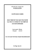 Hoàn thiện kế toán quản trị chi phí tại công ty cổ phần tư vấn thiết kế xây dựng Bình Định