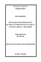 Kế toán quản trị chi phí sản xuất tại Công ty Cổ phần Sản xuất vật liệu và xây dựng Cosevco -I Quảng Bình