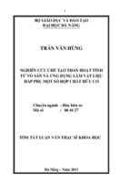 Nghiên cứu chế tạo than hoạt tính từ vỏ sắn và ứng dụng làm vật liệu hấp phụ một số hợp chất hữu cơ