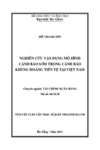 Nghiên cứu vận dụng mô hình cảnh báo sớm trong cảnh báo khủng hoảng tiền tệ tại Việt Nam