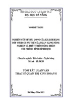 Nghiên cứu sự hài lòng của khách hàng đối với dịch vụ thẻ của Ngân hàng Nông nghiệp và Phát triển Nông thôn - Chi nhánh tỉnh Bình Định