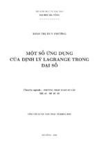 Một số ứng dụng của định lý lagrange trong đại số