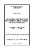 Hoạt động bảo lãnh tại Ngân hàng Nông nghiệp và Phát triển Nông thôn - Chi nhánh tỉnh Bình Định