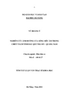 Nghiên cứu ảnh hưởng của sóng siêu âm trong chiết tách tinh dầu quế Trà My - Quảng Nam