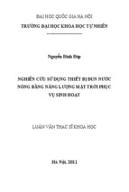 Nghiên cứu sử dụng thiết bị đun nước nóng bằng năng lượng mặt trời phục vụ sinh hoạt