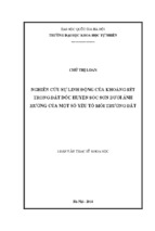 Nghiên cứu sự linh động của khoáng sét trong đất dốc huyện Sóc Sơn dưới ảnh hưởng của một số yếu tố môi trường đất