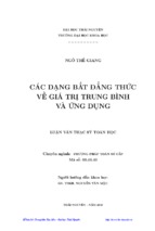 Luận văn Thạc sĩ Toán học Các dạng bất đẳng thức về giá trị trung bình và ứng dụng