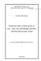 Đánh giá chất lượng quản lý dạy – học của người Hiệu trưởng trường Trung học cơ sở