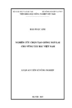 Luận án tiến sĩ Nghiên cứu chọn tạo giống ngô lai cho vùng Tây Bắc Việt Nam