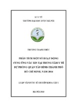 Phân tích một số hoạt động cung ứng vắc xin tại Trung tâm Y tế dự phòng quận Tân Bình thành phố Hồ Chí Minh năm 2014