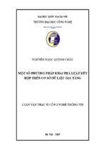 Một số phương pháp khai phá luật kết hợp trên cơ sở dữ liệu gia tăng