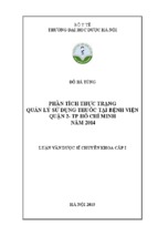 Phân tích thực trạng quản lý sử dụng thuốc tại Bệnh viện Quân 2,  thành phố Hồ Chí Minh năm 2014