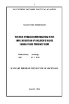 The role of mass communication in the implementation of children’s rights in Binh Phuoc Province today