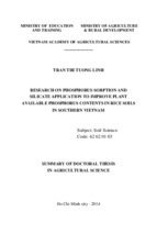 RESEARCH ON PHOSPHORUS SORPTION AND SILICATE APPLICATION TO IMPROVE PLANT AVAILABLE PHOSPHORUS CONTENTS IN RICE SOILS IN SOUTHERN VIETNAM