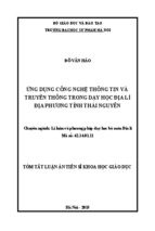 Ứng dụng công nghệ thông tin và truyền thông trong dạy học Địa lí địa phương tỉnh Thái Nguyên