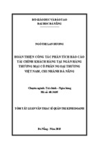 Hoàn thiện công tác phân tích báo cáo tài chính khách hàng tại ngân hàng TMCP Ngoại thương Việt Nam, chi nhánh Đà Nẵng