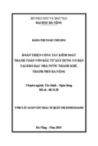 Hoàn thiện công tác kiểm soát thanh toán vốn đầu tư xây dựng cơ bản tại kho bạc nhà nước Thanh Khê, Thành Phố Đà Nẵng.