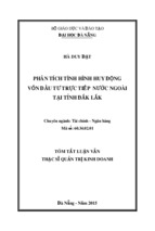 Phân tích tình hình huy động vốn đầu tư trực tiếp nước ngoài tại Tỉnh Đăk Lăk