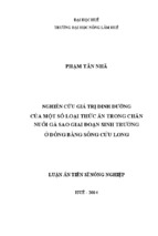 Nghiên cứu giá trị dinh dưỡng của một số loại thức ăn trong chăn nuôi gà Sao giai đoạn sinh trưởng ở đồng bằng sông Cửu Long (full)