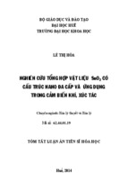 Nghiên cứu tổng hợp vật liệu SnO2 có cấu trúc nano đa cấp và ứng dụng trong cảm biến khí, xúc tác (TT)