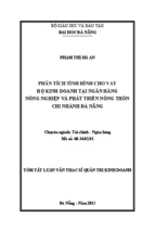 Phân tích tình hình cho vay hộ kinh doanh tại ngân hàng NN&PTNT, chi nhánh Đà Nẵng