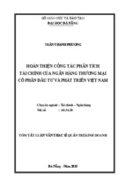 Hoàn thiện công tác phân tích tài chính của ngân hàng TMCP đầu tư và phát triển Việt Nam