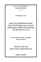 Phân tích tình hình huy động tiền gửi tiết kiệm tại ngân hàng TMCP công thương, chi nhánh Quảng Nam