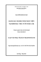 Luận văn thạc sĩ Đánh giá thành tích nhân viên tại kho bạc nhà nước Đăk Lăk