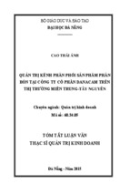 Quản trị kênh phân phối sản phẩm phân bón tại công ty cổ phần DANACAM trên thị trường Miền Trung - Tây Nguyên