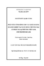 Luận văn thạc sĩ Phân tích tình hình cho vay khách hàng doanh nghiệp tại ngân hàng TMCP ngoại thương Việt Nam, chi nhánh Đăk lăk