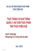 Báo cáo THỰC TRẠNG VÀ HOẠT ĐỘNG QUẢN LÝ AN TOÀN THỰC PHẨM TỈNH THỪA THIÊN HUẾ