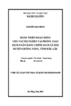 Hoàn thiện hoạt động cho vay hộ nghèo tại phòng giao dịch ngân hàng chính sách xã hội Huyện Kroong Năng, chi nhánh Đăk lăk