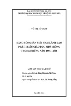 Đảng Cộng sản Việt Nam lãnh đạo phát triển giáo dục phổ thông trong những năm 1996-2006
