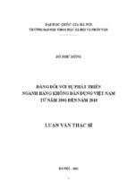 Đảng đối với sự phát triển ngành Hàng không dân dụng Việt Nam từ năm 2001 đến năm 2010