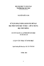 Sử dụng hoạt động khám phá để dạy học phần sinh học tế bào - lớp 10 trung học phổ thông Luận văn Thạc sỹ Sinh học