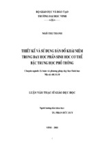 Thiết kế và sử dụng bản đồ khái niệm trong dạy học phần sinh học cơ thể bậc trung học phổ thông Luận văn Thạc sỹ Sinh học