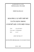 Khai phá luật kết hợp mờ và ứng dụng trong cơ sở dữ liệu cước điện thoại
