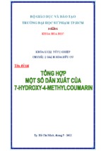 Tổng hợp một số dẫn xuất của 7-Hydroxy-4-Methylcoumarin