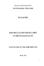 Khai phá luật kết hợp dựa trên lý thuyết đại số gia tử