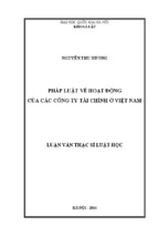 Tóm tắt luận văn thạc sĩ luật học pháp luật về hoạt động của các công ty tài chính ở việt nam