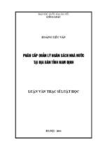 Tóm tắt luận văn thạc sĩ luật học phân cấp quản lý ngân sách nhà nước tại địa bàn tỉnh nam định