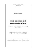 Tóm tắt luận văn thạc sĩ luật học tổ chức chính quyền xã ven đô qua thực tiễn thành phố việt trì