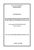 Quản trị quan hệ khách hàng sử dụng dịch vụ viễn thông tại chi nhánh viettel gia lai